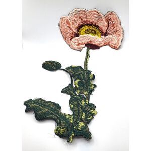 Embroidered Poppy Applique Sew On 11in by 7in